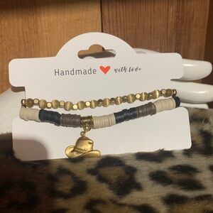 Handmade Brown & Cream Beaded Bracelet Set 6”